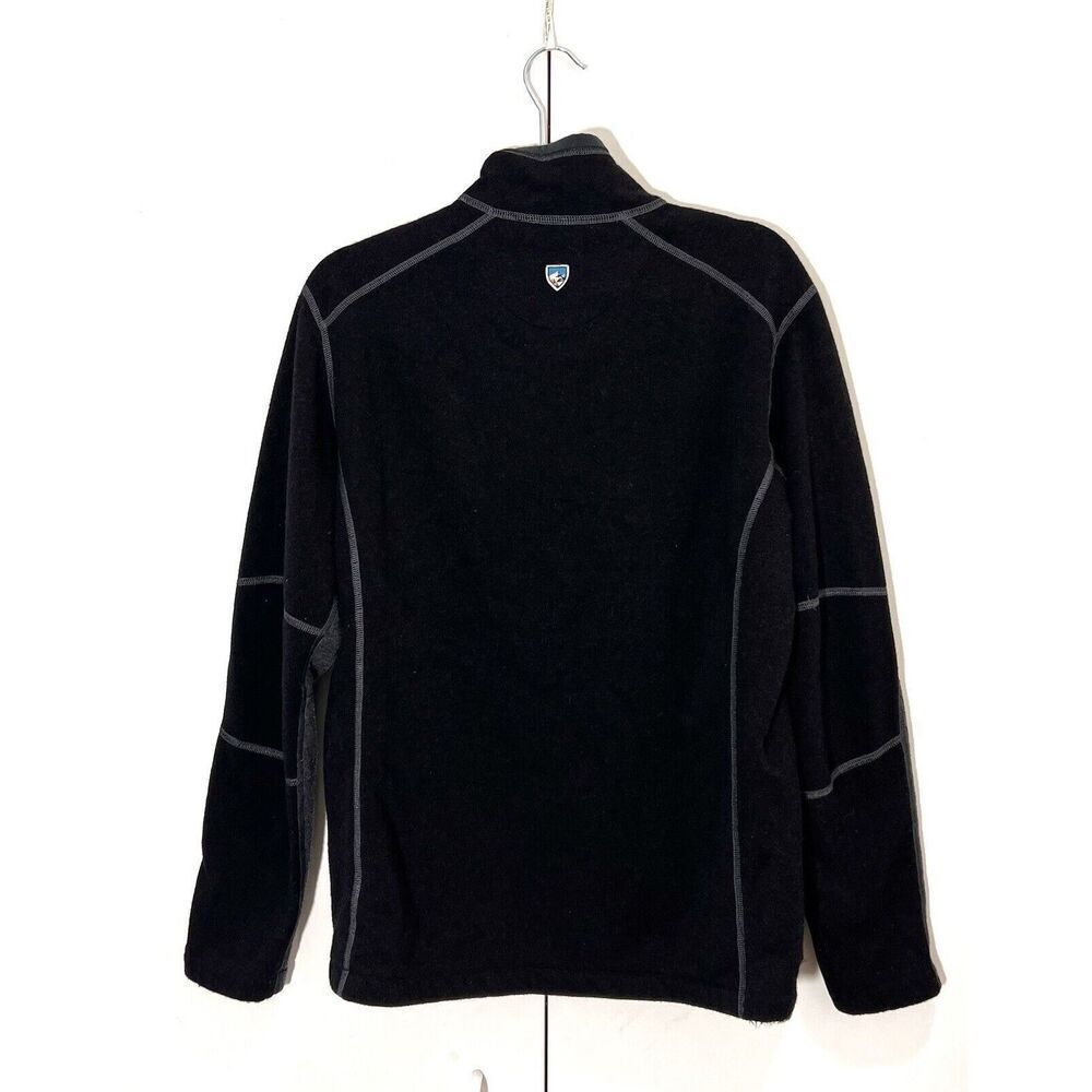 Kuhl Revel Fleece Sweater Mens M Black Gray 1/4 Zip‎ Pullover Outdoors Hiking - Picture 2 of 7